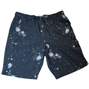 Lands’ End boys XL galaxy space print swim trunks with drawstring and elastic